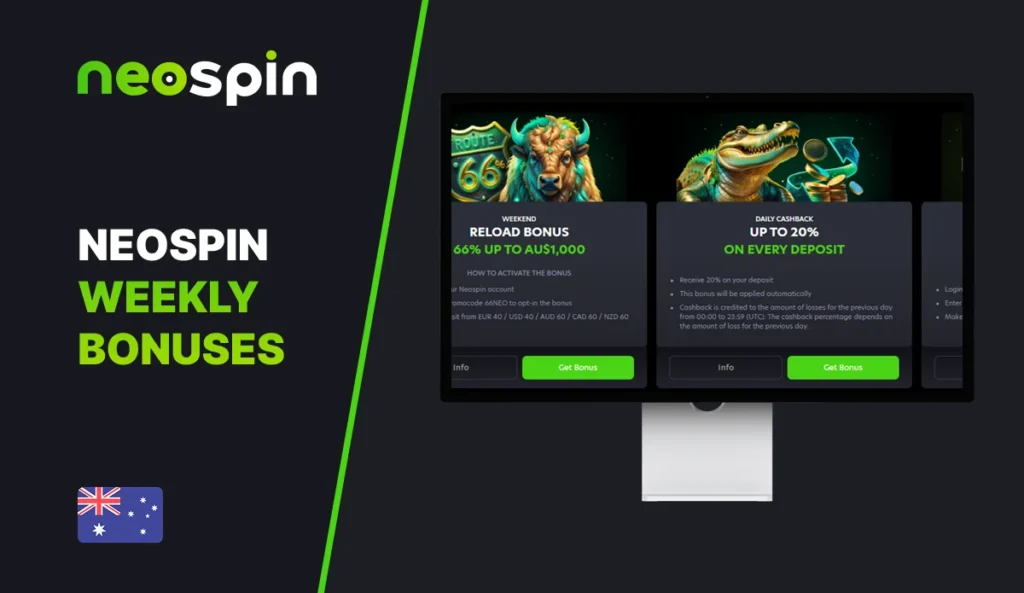 Weekly bonus promotions available at Neospin casino